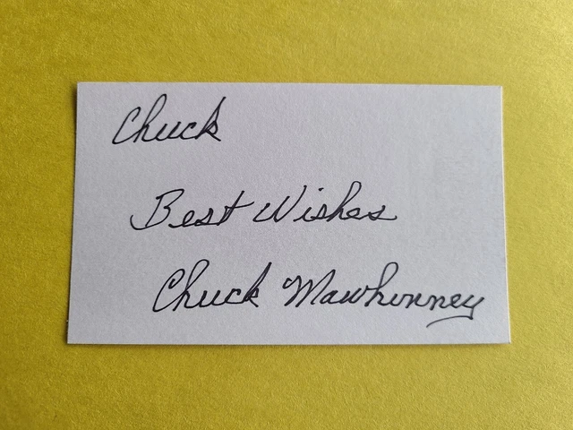 Charles Mawhinney Vietnam USMC Sniper103 Kills Signed 3x5 Card Inscribed Chuck