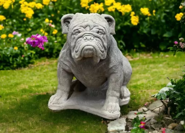 Large Bulldog Statue Outdoor Massive Dog Sculpture Garden Pet Decoration 15"