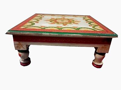 Colorful wood bajot painted chowki handicraft pedestal wooden table for puja 2