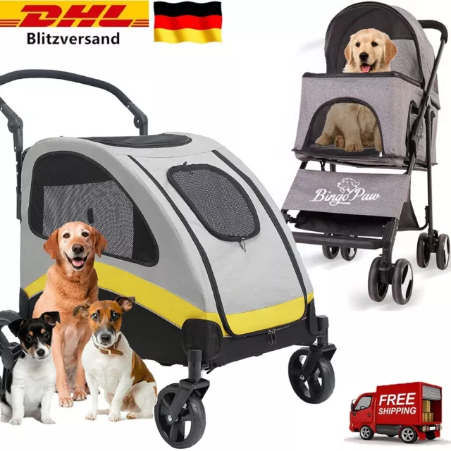 Hundewagen Hundebuggy XXL Hunde Stroller Katzenbuggy mit 4 Rollen Klappbar NEU