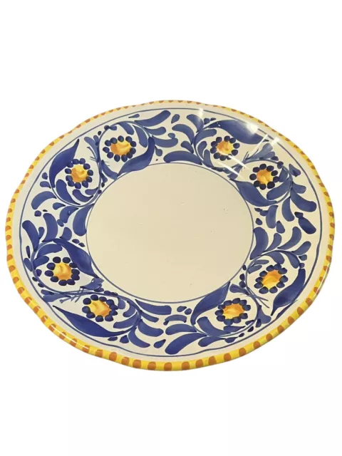 Vietri Solimene Italy 10" Dinner Plate Blue Yellow Floral