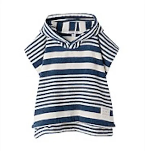 Country Road Striped Poncho Hooded Towel Infant Navy As New