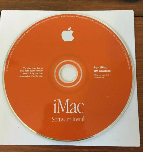 Vintage 1999 iMac DV OS 9 v9.0 Mac Macintosh Install Software Disc CD