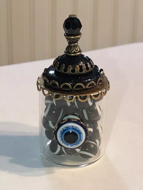 Dollhouse Miniature Artisan Glass Jar Of Eyeballs Halloween Ornate Eye