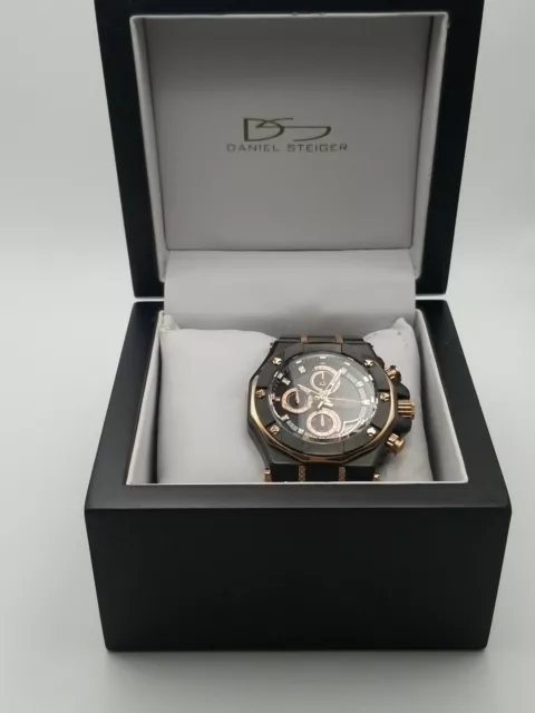 Daniel Steiger PHANTOM RX Mens Chronograph Watch SS Black/Rose Gold DS9043RG-M
