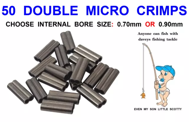 50 Double Micro Crimps Coarse Sea Fishing Mini Line Mono Wire Trace Sleeves Rigs