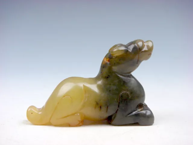 Old Nephrite Jade Stone Carved Sculpture Seated Foo Dog Lion #09112207