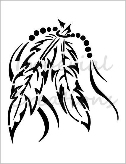 FEATHERS AND BEADS Indian Design 8.5 x 11 Stencil Plastic Sheet NEW S253