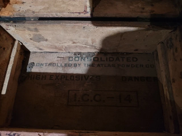 Vintage Wooden Crate High Explosives The Atlas Powder Company Wood Box