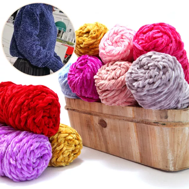 100g/Knäuel Garn Glänzend Chunky Häkeln Chenille Weich Samt Stricken Wolle