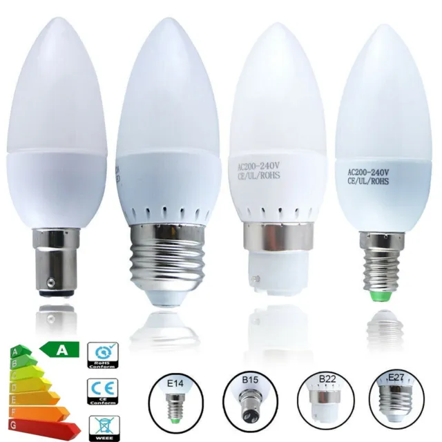 E14/E27/B22 3/5W Non Dimmable LED Candle Light Bulb Cool Day Warm White UK Stock