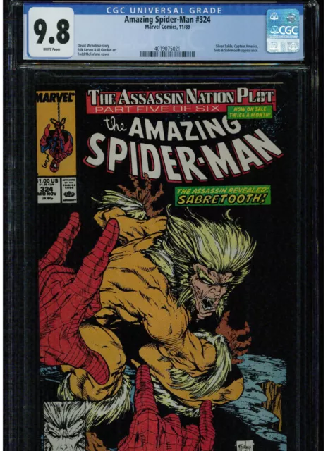 Amazing Spider-man #324 CGC 9.8 MINT WHITE PAGES 1989 TODD MCFARLANE ART COVER
