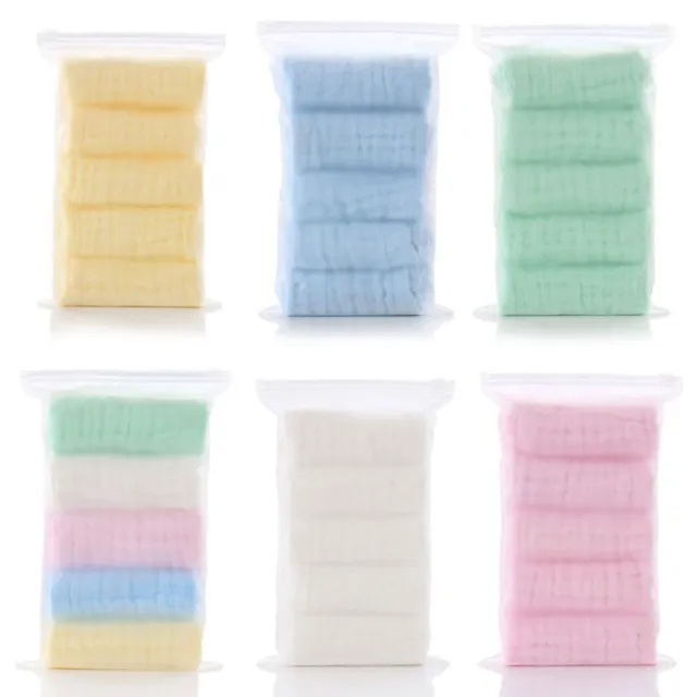 5 Pcs/Lot Baby Gauze Cotton Towels Muslin Cloth Hand Face Wipes Saliva Bib