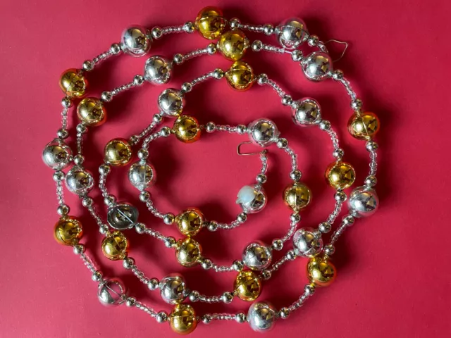 Christbaaum-Kette silber-gold, Hohlglaskugeln
