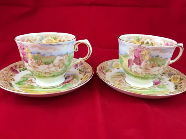 set of 2 Tuscan Fine English Bone China Tea Cup and Saucer Hand numbered C9445 2