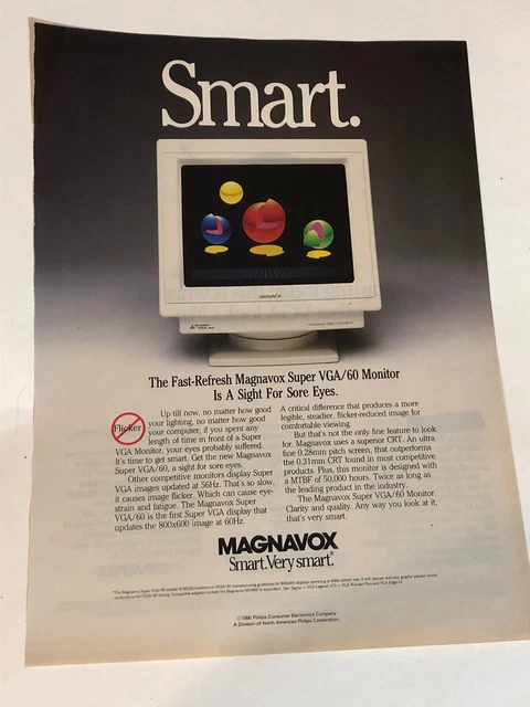Vintage Magnavox Computer Monitor print Ad 1989 Pa1