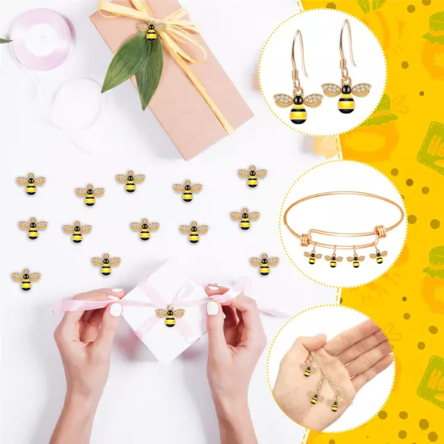 200 Piezas de Dijes de Abeja Esmaltados, Adornos Artesanales de Esmalte de 2306 3