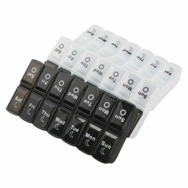 7 days Weekly Pill Case 28/14 Grids Medicine Tablet Dispenser Organizer Pill Box