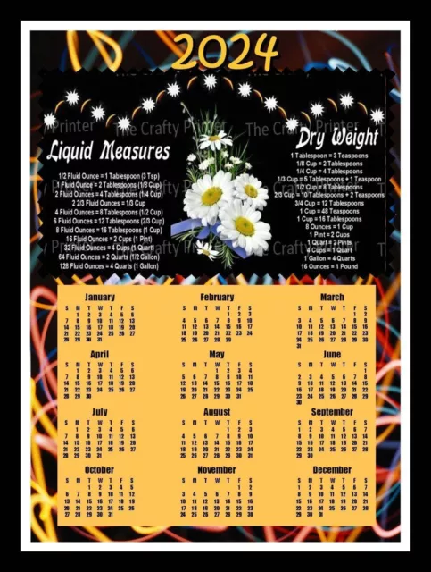 DAISIES 2024 CALENDAR MAGNET With Kitchen Food.webp