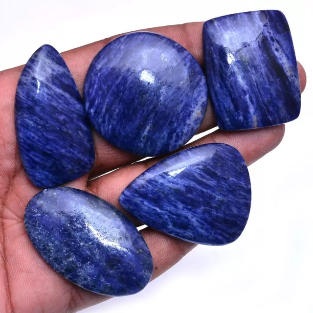 5 Pcs Natural Sodalite Untreated 309 Cts Cabochon Loose Gemstones Lot~38mm-46mm