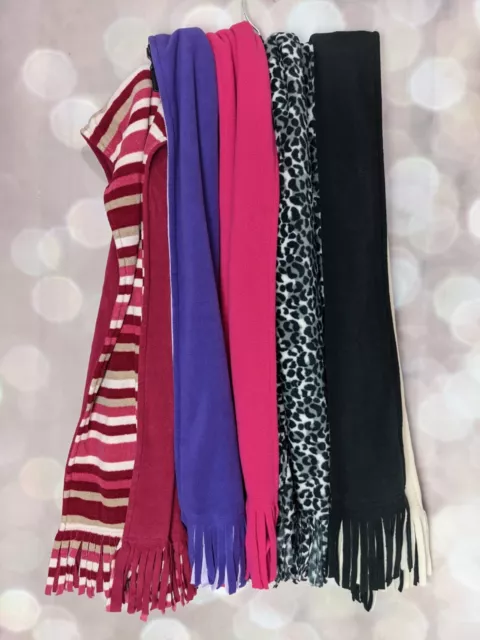 Five Fleece Fringed Scarves "Selling Together"