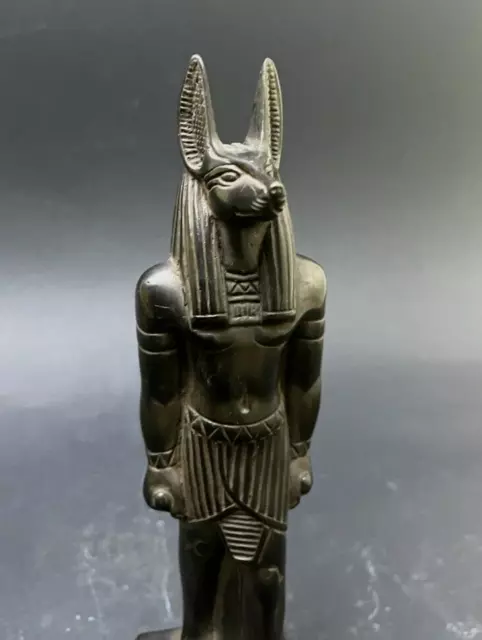 Rare ANCIENT EGYPTIAN ANTIQUITIES STATUE ANUBIS GOD DEITY EGYPT BLACK STONE BC