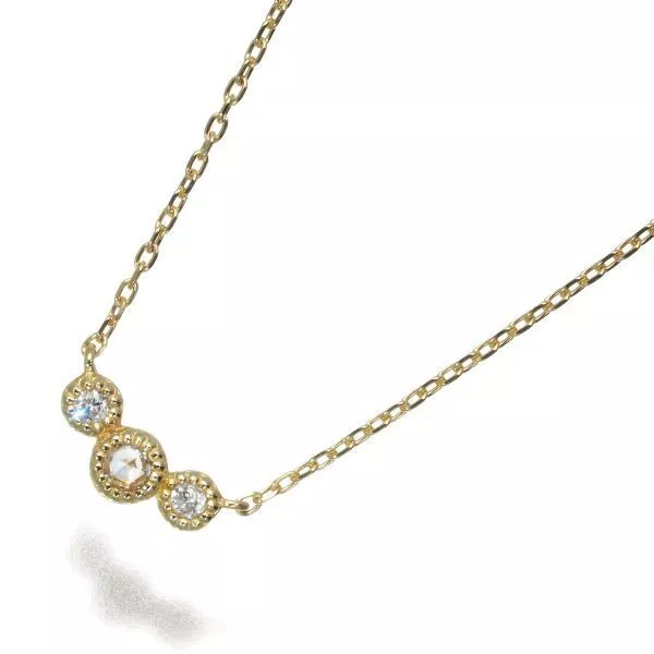 Auth agete Necklace Rose-cut Diamond 3P 18K 750 Yellow Gold