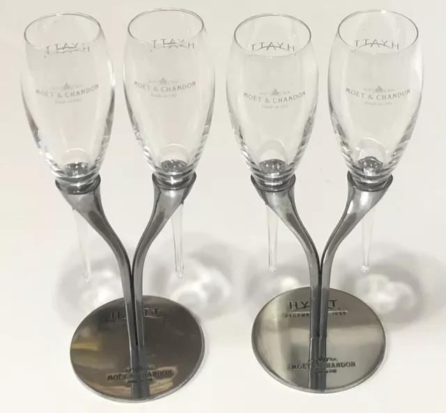 Moet Chandon Champagne Candelabra Stands Used With 4 Pomponne Flutes -Hyatt 1991