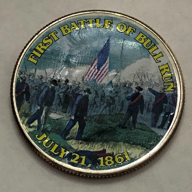 Colorized Kennedy half dollar. CIVIL WAR. FIRST BATTLE OF BULL RUN JULY 1861 #64