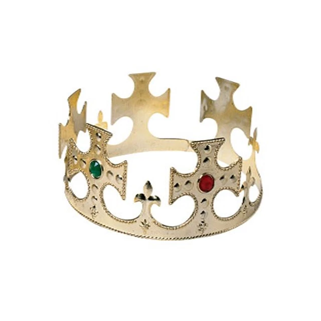 Gold King Crown with Jewels Royal Regal Queen Gift Halloween Costume Accesory