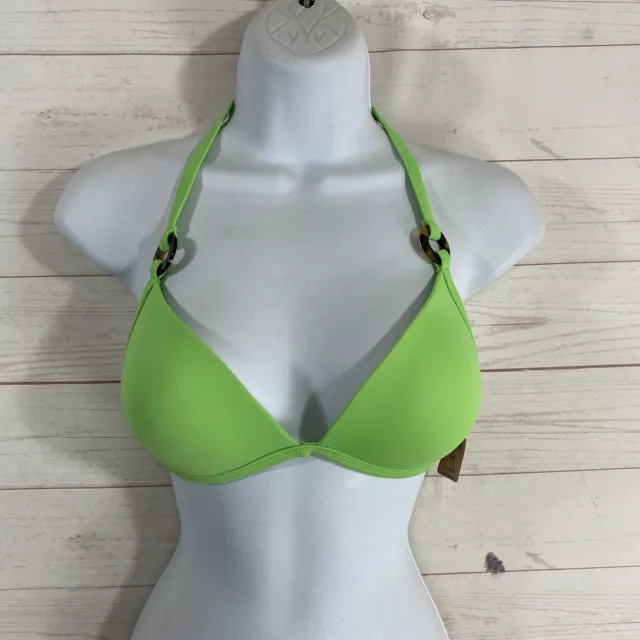 PINK Victoria's Secret Padded String Bikini Top Size Medium Green New