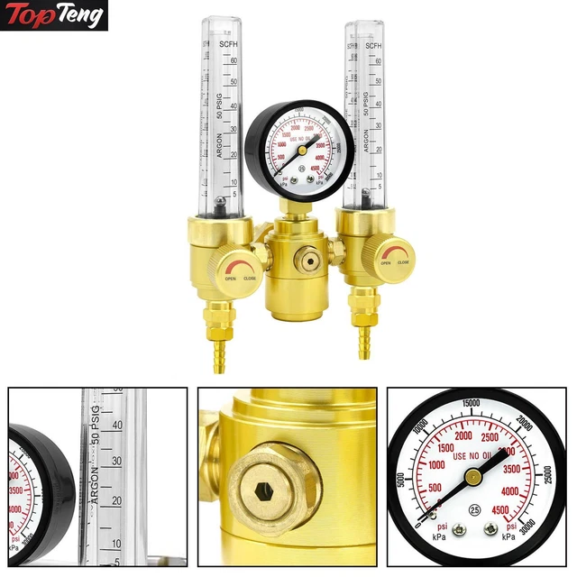 Dual Output Argon CO2 Regulator MIG TIG Flow Meter Gas-saving Gauges D1