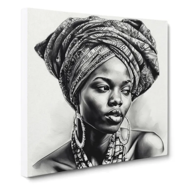 African Woman Drawing Canvas Wall Art Print Framed Picture Home Office Decor