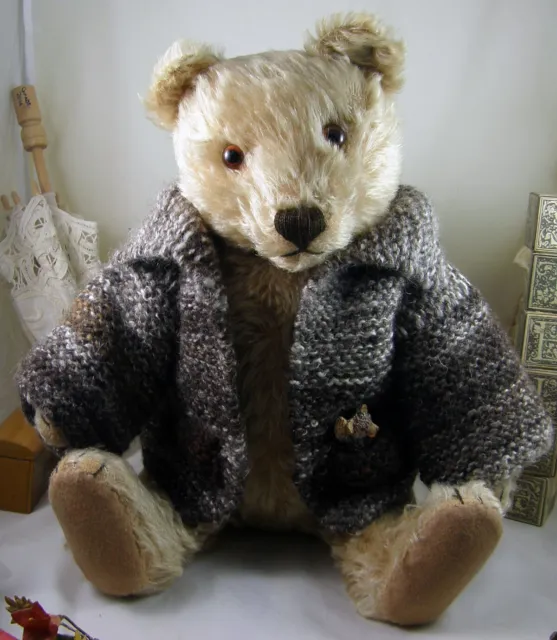 Dear Old 1950s Antique Steiff Teddy Bear with Button in Ear 16.5" Tall