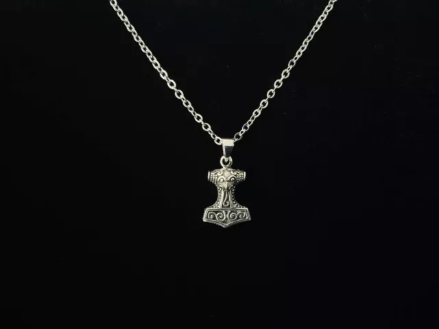 925 Sterling Silver Viking Thors Hammer Thor's Mjolnir Pendant FREE Cable Chain