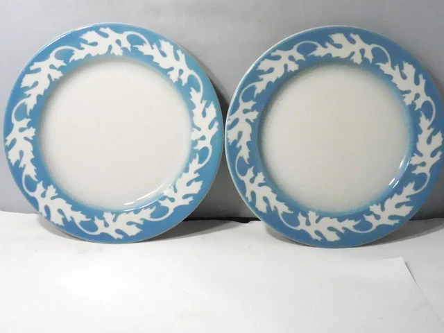 Syracuse China Oakleigh Blue Air-brushed Restaurant Ware-2 Dinner Plates 9 1/2"