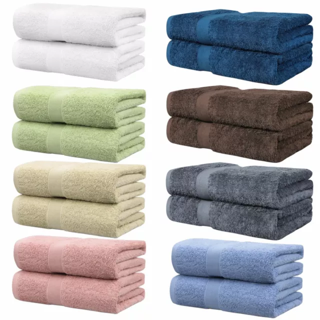 2x 100% Combed Cotton Bath Sheets Set Extra Large Soft 550GSM Shower Body Towels