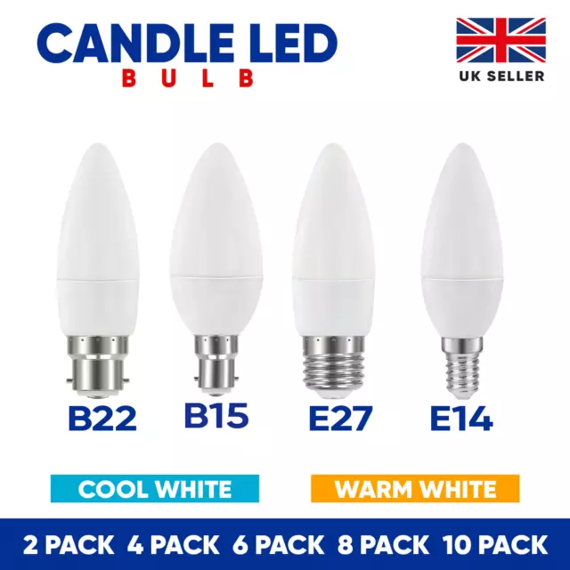 LED Candle Light Bulb B15 B22 E14 E27 Energy Saving Lamp Warm Cool Day White A+