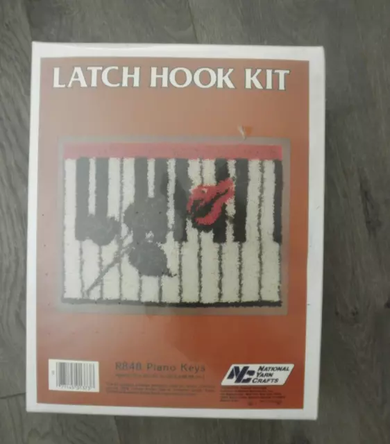 NEW SEALED National Yarn Crafts Latch Hook Rug Kit Vintage PIANO & ROSE 20 X 27