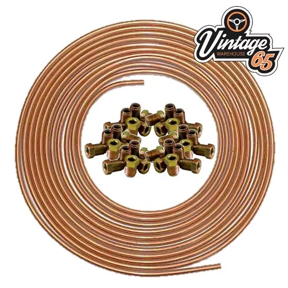 **Land Rover** 3/16" X 25 Ft Soft 22G Copper Brake Pipe +20 Nuts