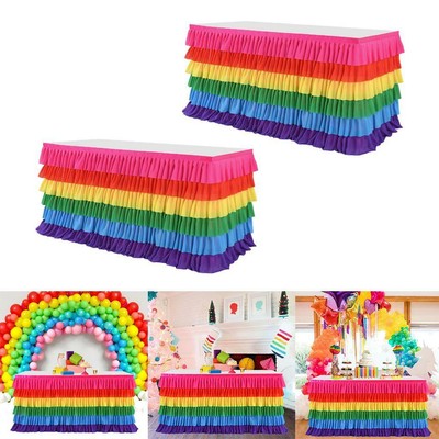 NSSONBEN Arcobaleno Tulle Gonna da Tavolo Tutu Gonne da Tavolo per Banchetto Nuziale Decorazione Casalinga Baby Shower Matrimonio Compleanno 2Yard/6ft/L183cm*H77cm 