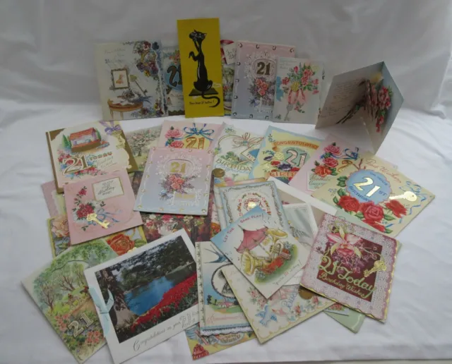 30 vintage used 21st birthday greetings cards scrapbooking ephemera