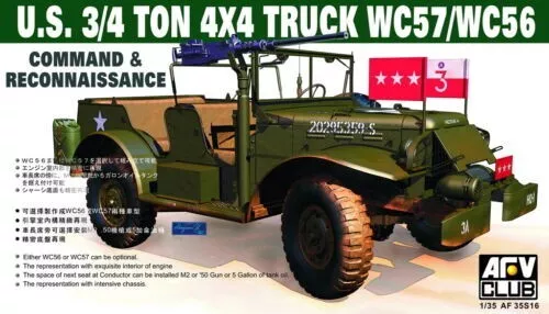 AFV 1/35 US 3/4 Ton 4x4 Truck WC57/WC56 General Patton Command Car #AF35S16~NEW
