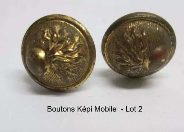 Paire Boutons mle 1926 anciens pour jugulaire de Kepi Gendarmerie Mobile - Lot 2