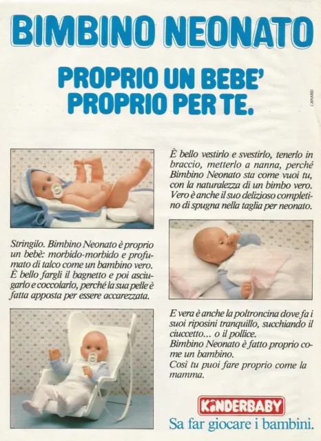 U0486 Bimbino Neonato, Kinderbaby, Pubblicità vintage 1982, 20 x 28