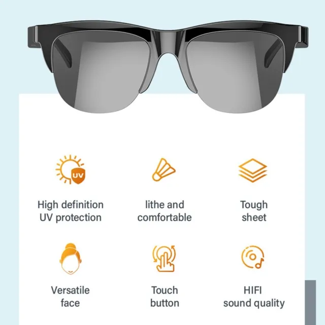 Lunettes de soleil élégantes F06 lunettes intelligentes double haut-parleur av
