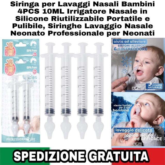 Siringa Lavaggio Nasale Bambini Blendura - 4 Pezzi Con Punta Morbida | Per Neonati E Kids