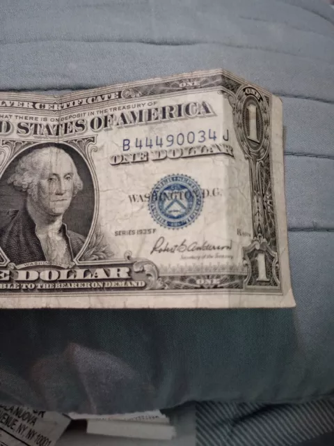 1935 Series F One Dollar Blue Seal Note Silver Certificate Old US Bill $1 Money