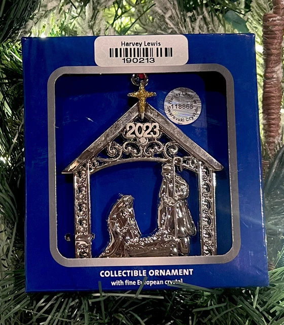 2023 HARVEY LEWIS Silver Baby Jesus Nativity Christmas Ornament w Fine