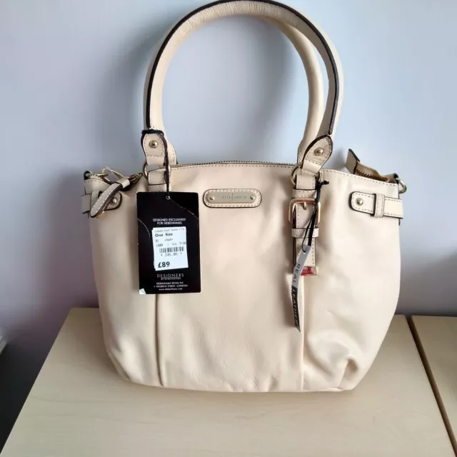 DEBENHAMS JASPER CONRAN Genuine Real Leather Cream Shoulder Cross Body Hand Bag 75.00 PicClick UK
